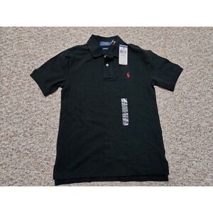 Polo Ralph Lauren Shirt M 10-12 Youth Short Sleeve Black With Red Pony NWT $40